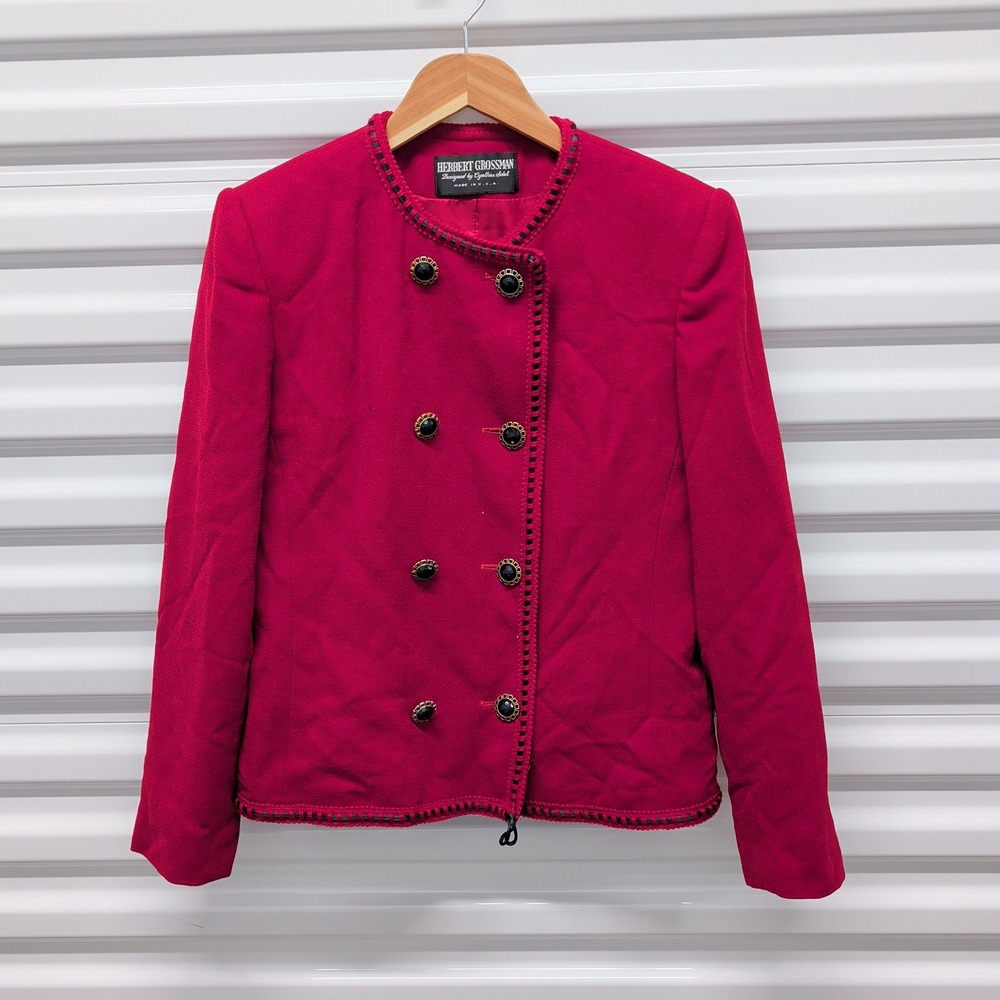 Herbert Grossman Womens Blazer 10 Red Wool Blend Vintage USA ILGWU Union Jacket — photo 2